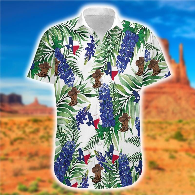Hawaiian Aloha Shirts Texas Bluebonnet