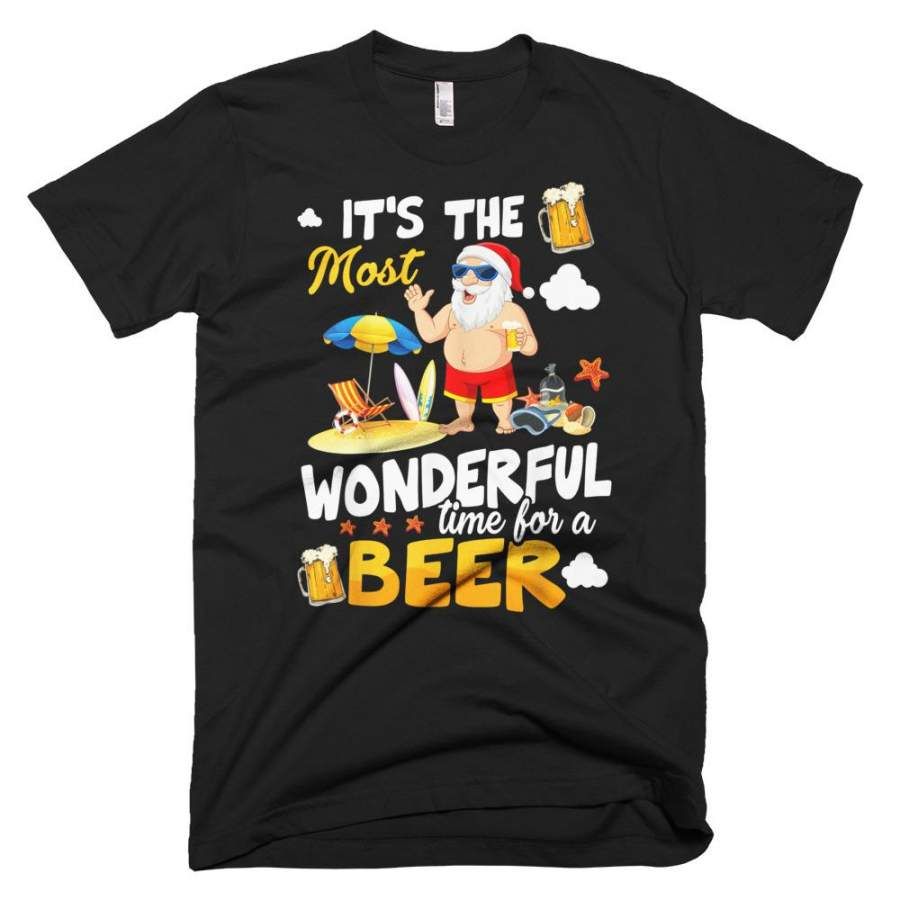 Hawaiian Funny Wonderful Beer Christmas T-shirt In July Santa Shirt