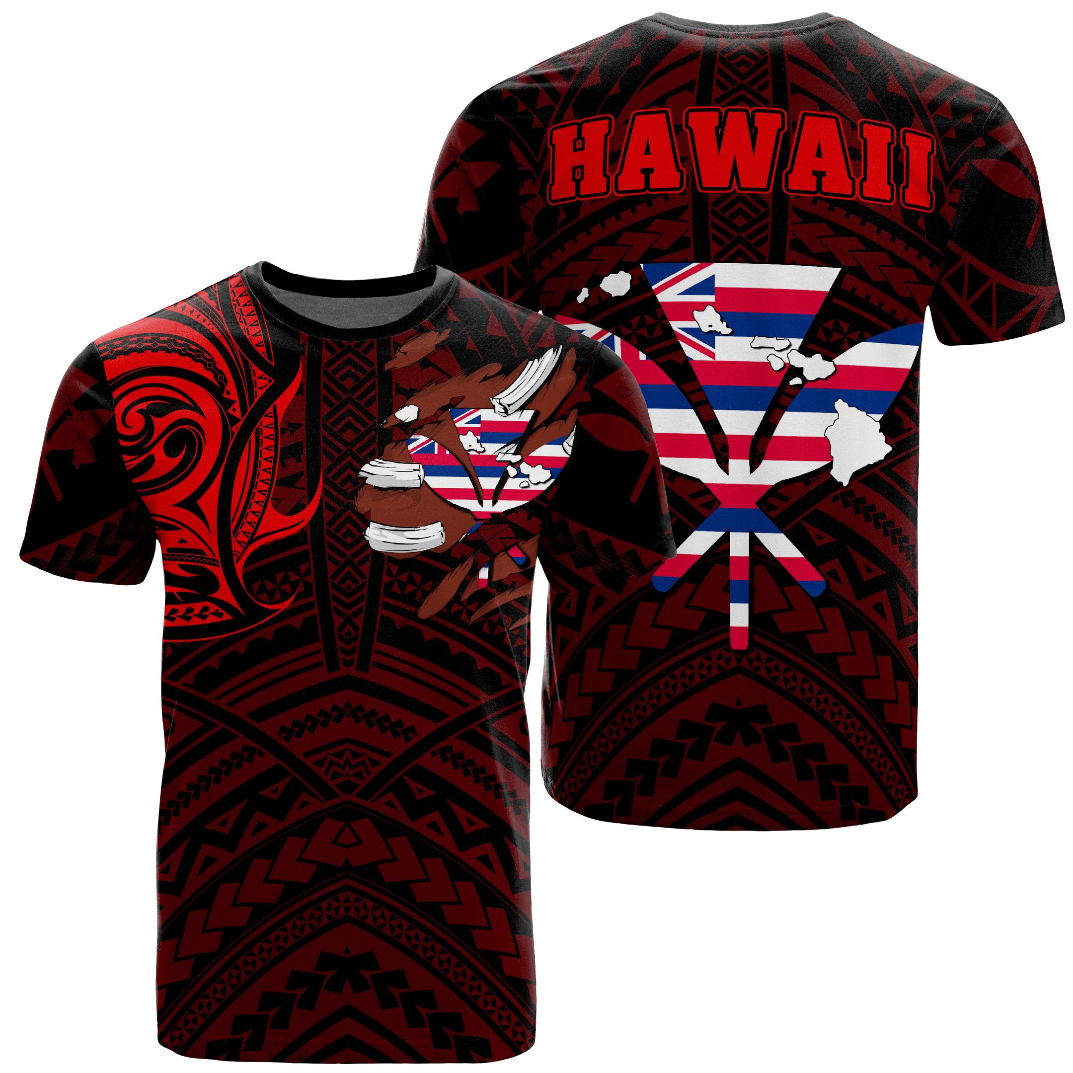Hawaiian Kanaka T-shirt Heart Tattoo Red Ah J1