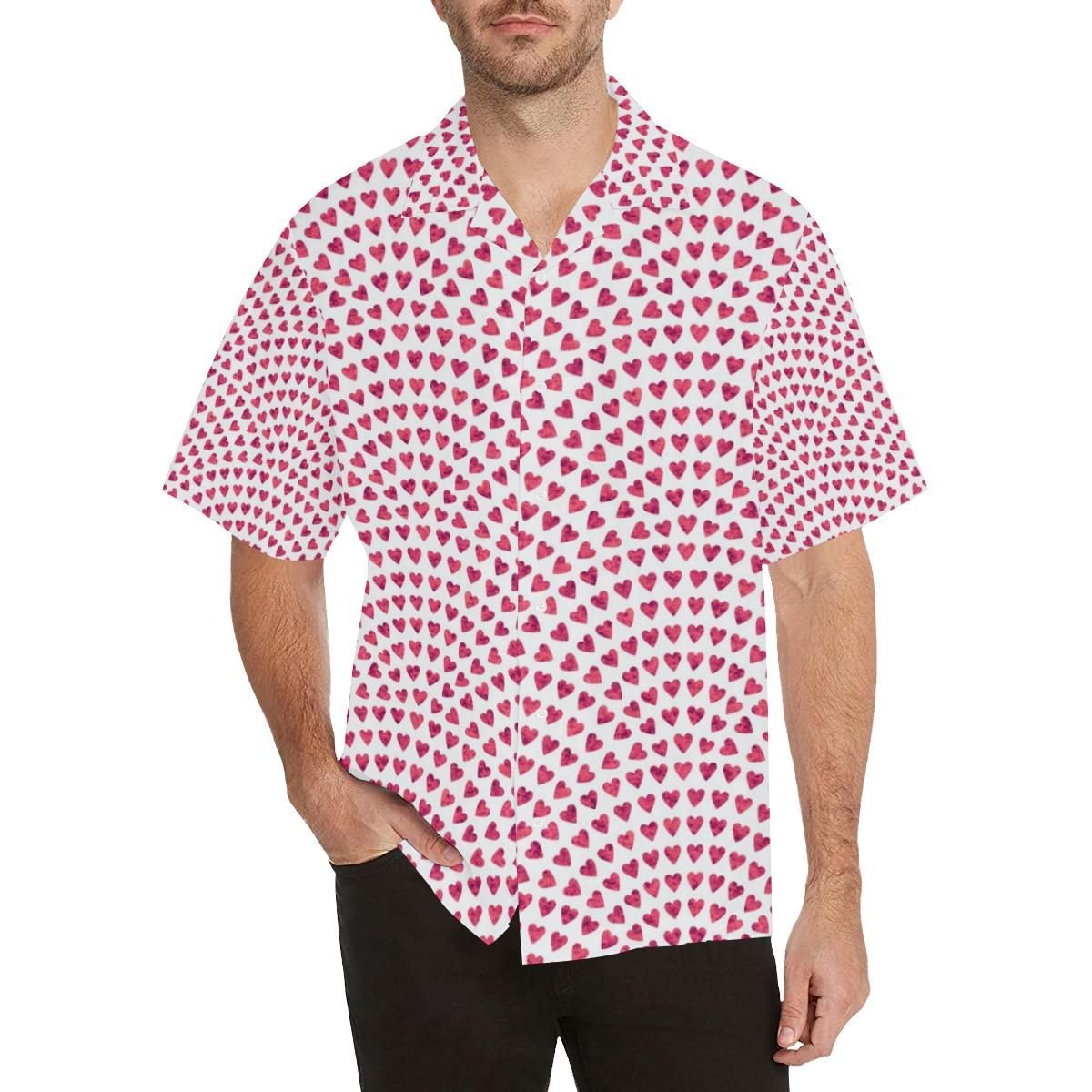 Heart Wave Pattern Men’s All Over Print Hawaiian Shirt