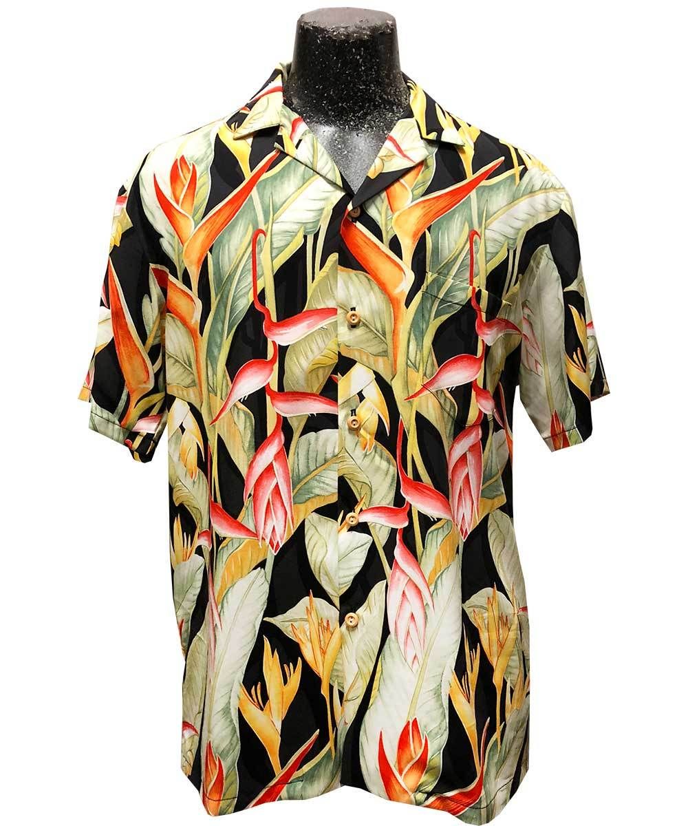 Heliconia Black Hawaiian Shirt