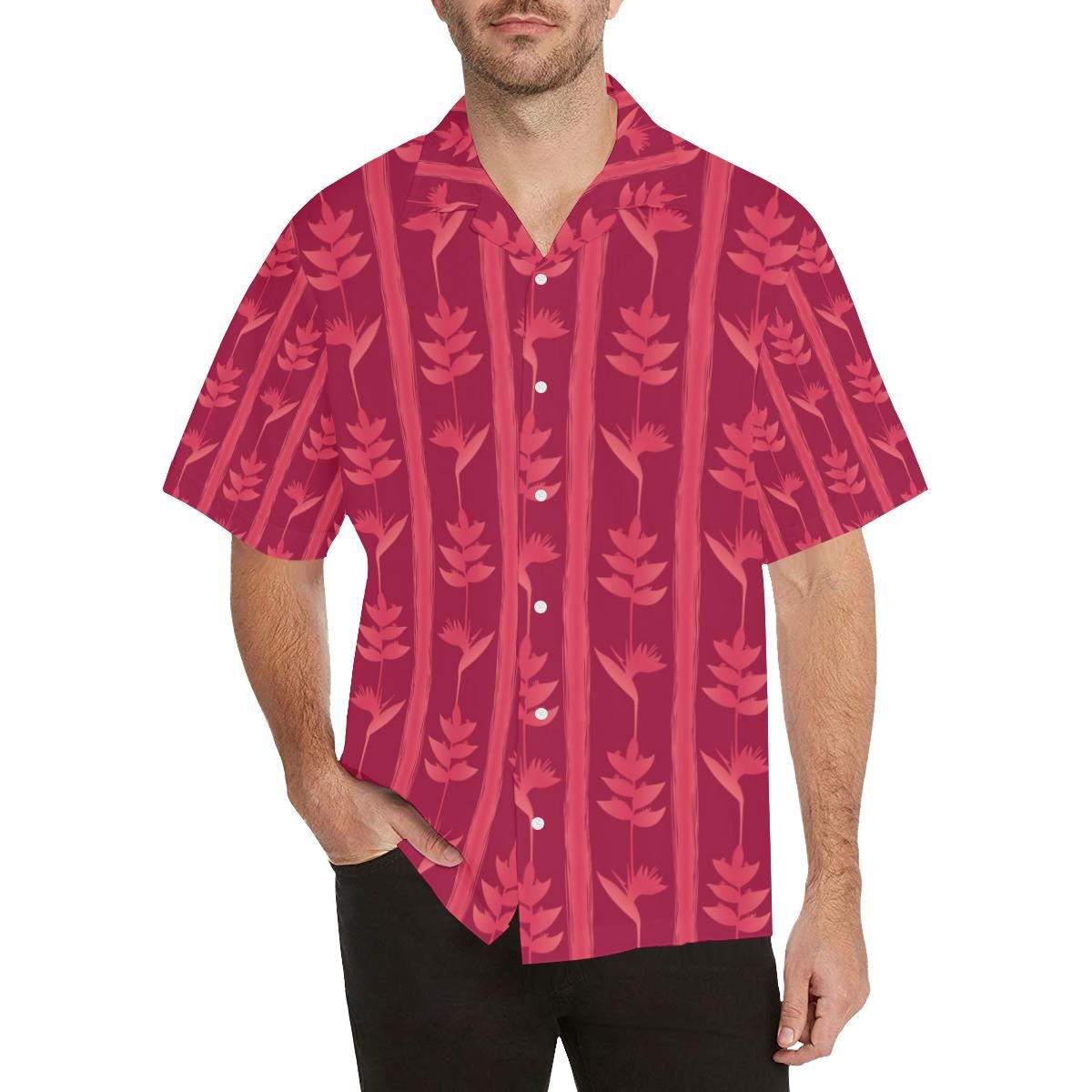 Heliconia Pink Pattern Men’s All Over Print Hawaiian Shirt