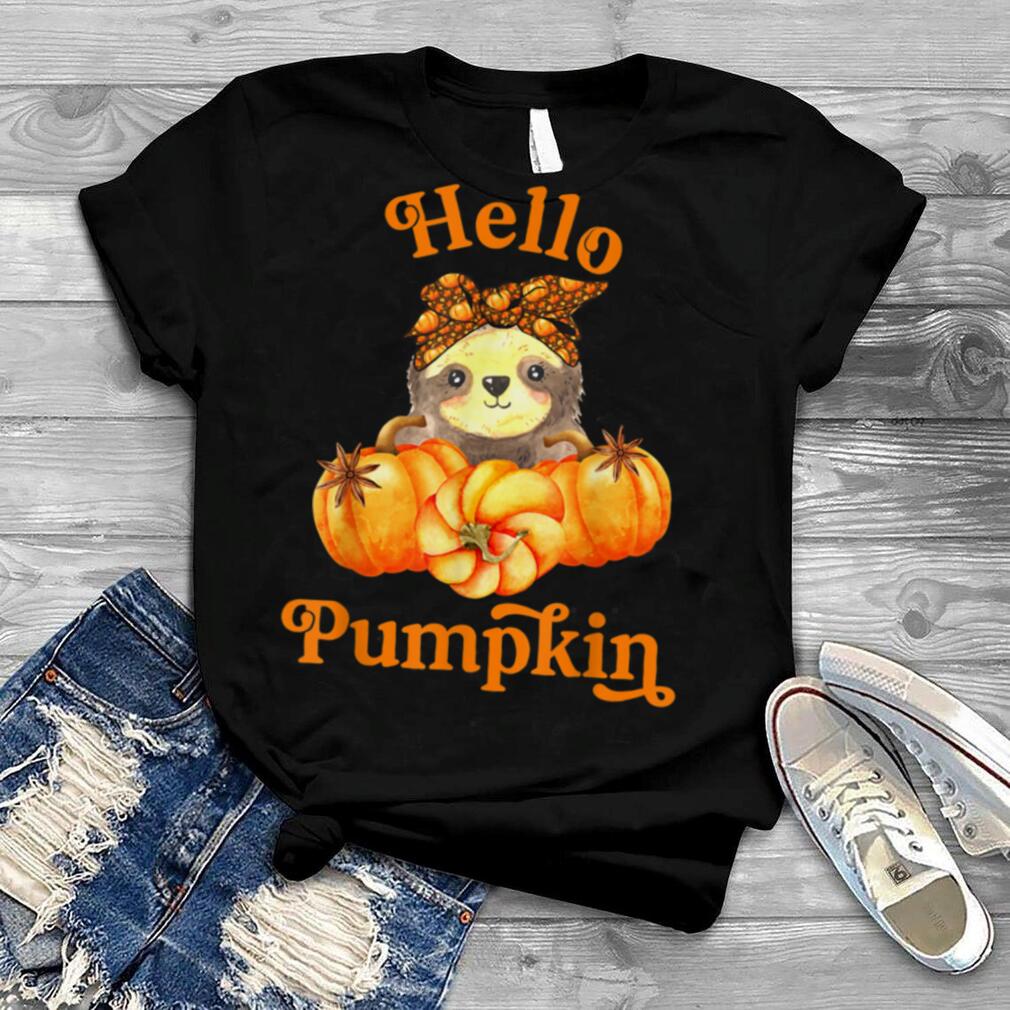 Hello Pumpkin Cute Baby Sloth Fall Gifts Autumn Thanksgiving T Shirt