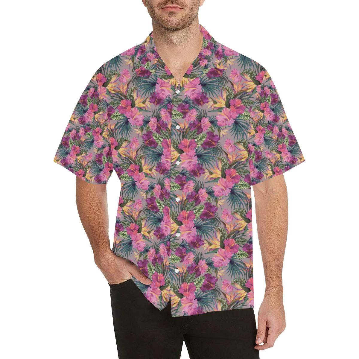 Hibiscus Pattern Print Design 03 Men’s All Over Print Hawaiian Shirt (model T58)