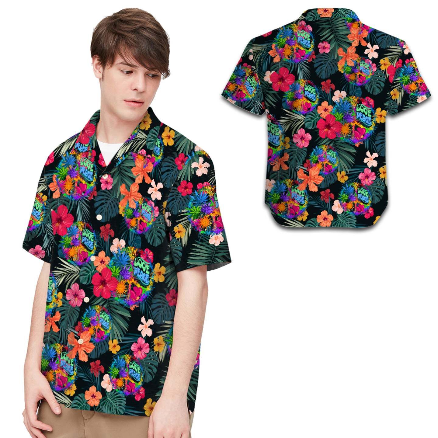 Hippie Love Peace Men Hawaiian Shirt For Hippie Lovers