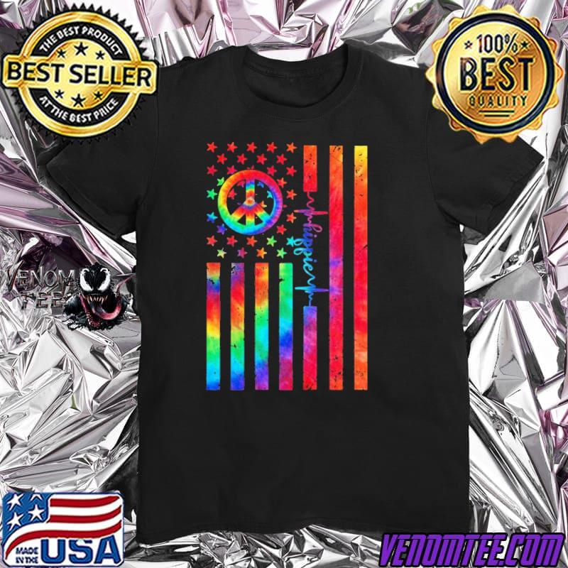 Hippie peace america flag tye dye shirt