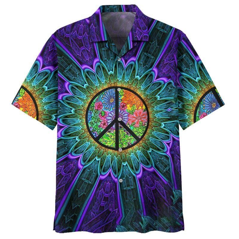 Hippie Sunflower Peace, Peaceful Hippy lover Aloha Hawaiian Shirts #V