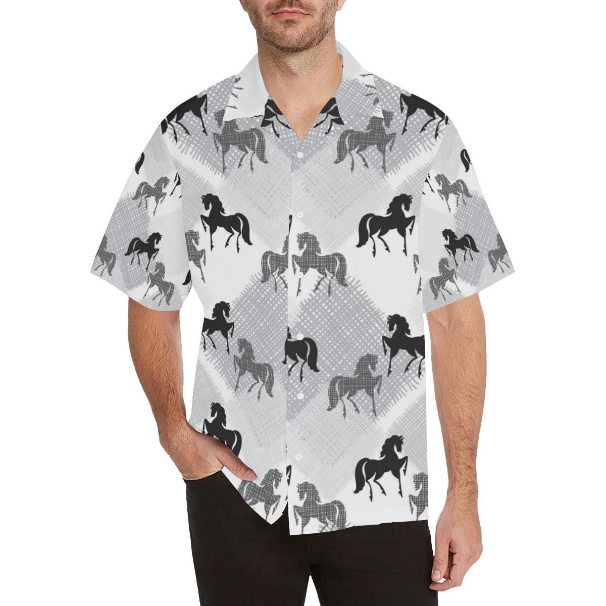 Horse Pattern Men’s All Over Print Hawaiian Shirt