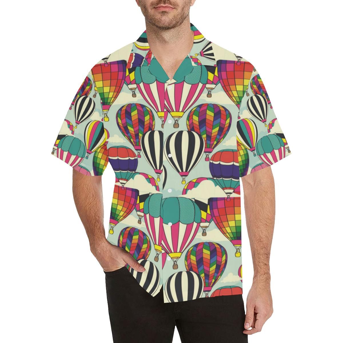 Hot Air Balloon Pattern Background Men’s All Over Print Hawaiian Shirt