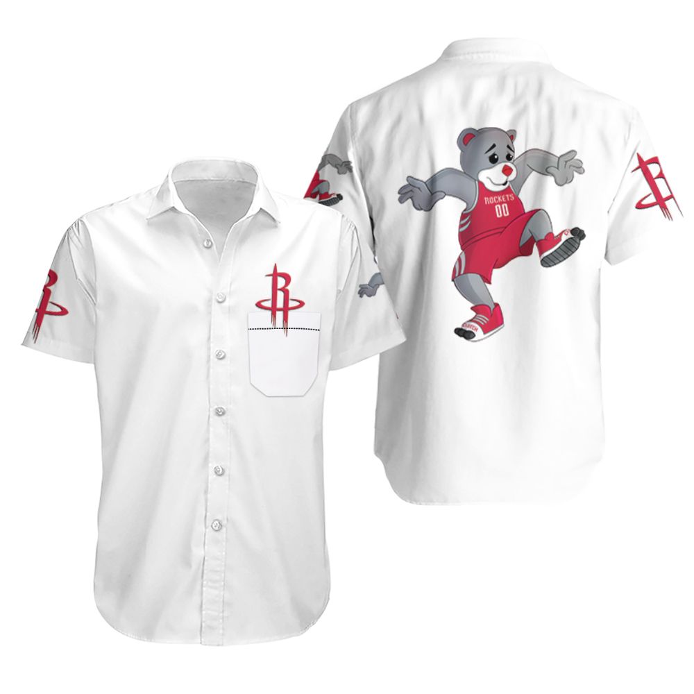 Houston Rockets Basketball Classic Mascot Logo Gift For Rockets Fans White Hawaiian Shirt