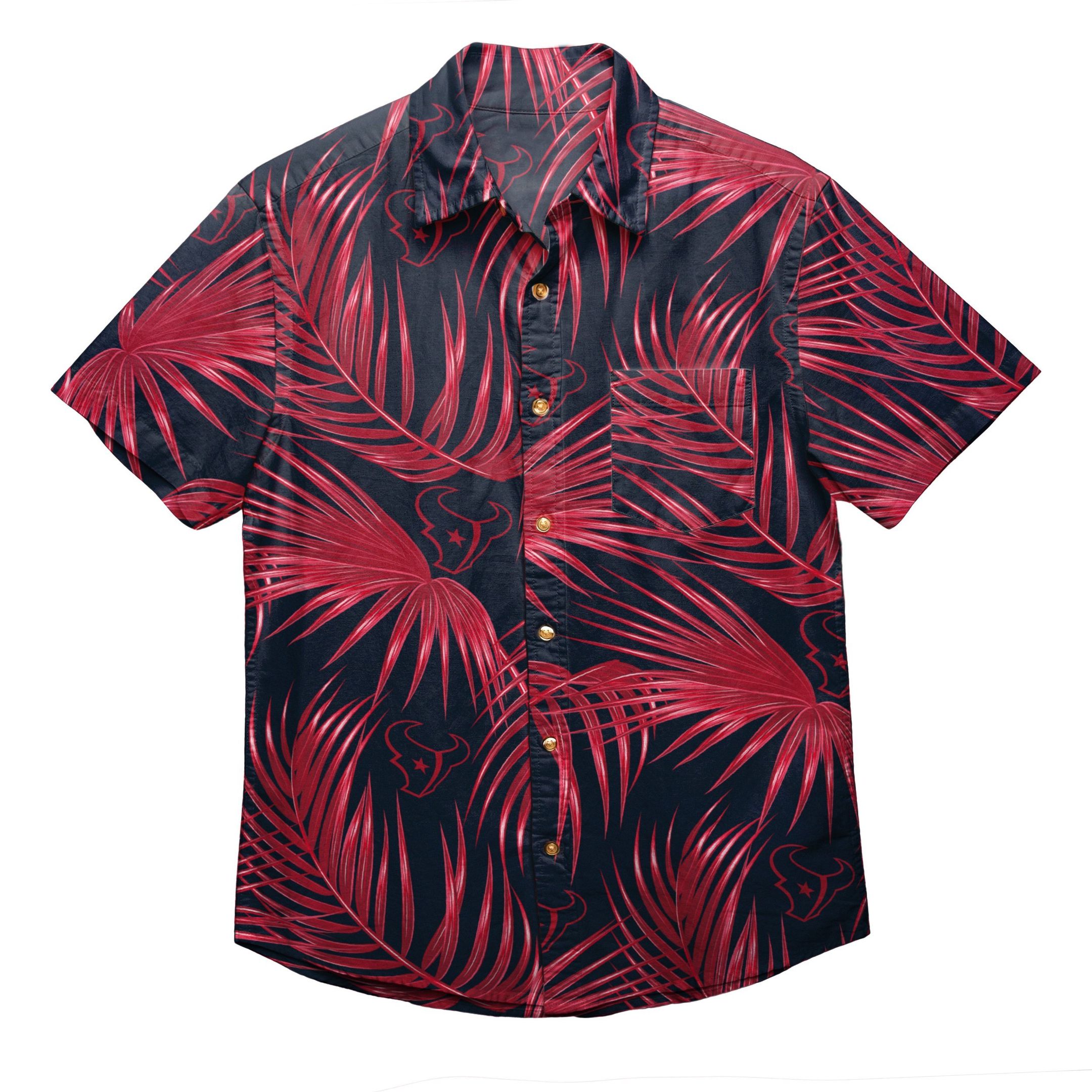 Houston Texans Nfl Mens Hawaiian Button Up Shirt