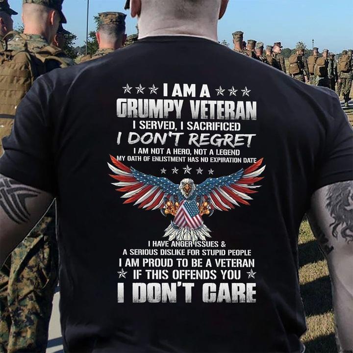 I am a grumpy veteran I served I sacrified I don’t regret – Eagles with America flag