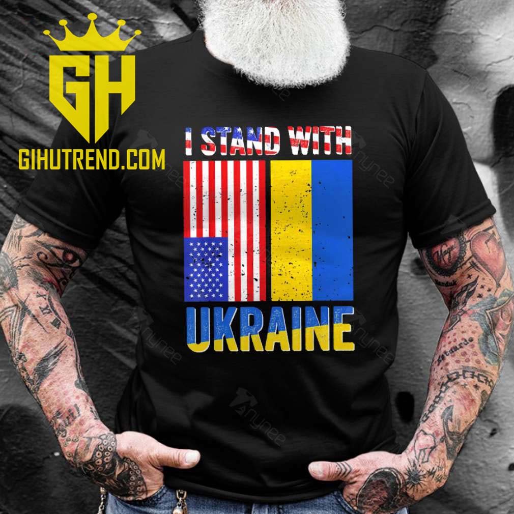 I Stand With Ukraine Support Ukrainian American Usa Flag Unisex T-Shirt