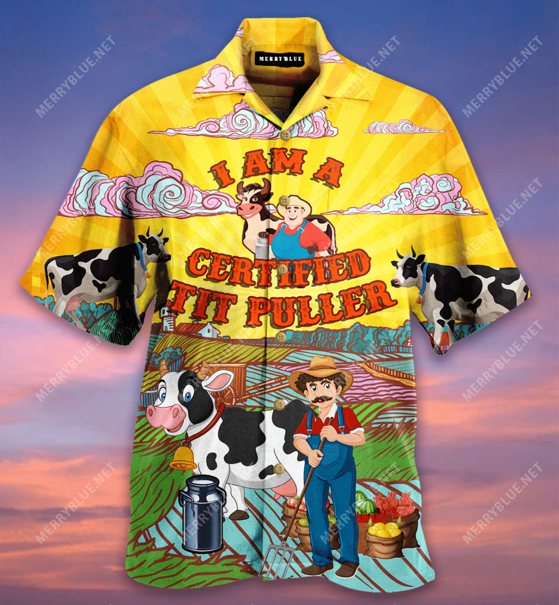 I’m A Certified Tit Puller Funny Cow Cattle Feeding Hawaiian Shirt
