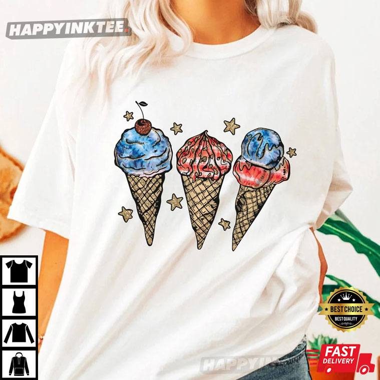 Ice Cream American Flag Ice Cream, Happy 4th Of July T-Shirt,
