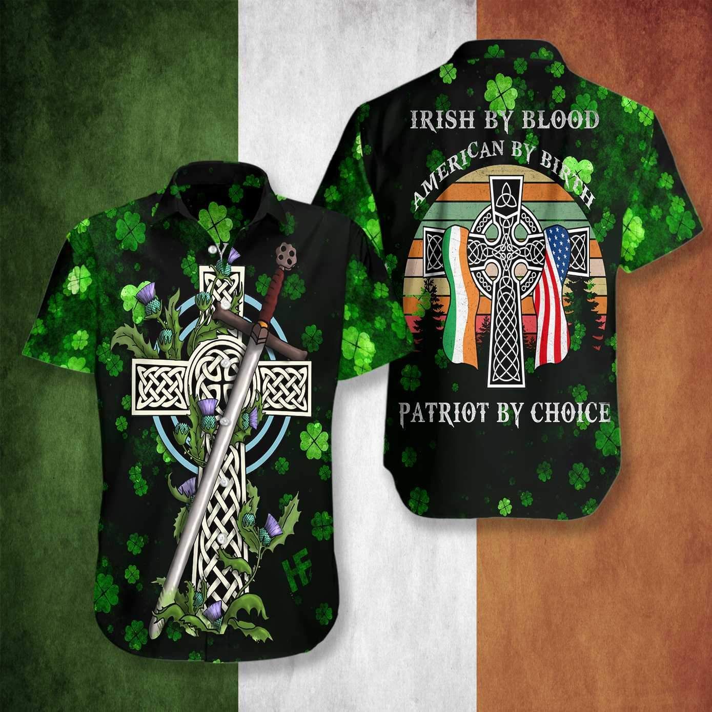 Irish by blood Proud People Celtic Cross Patrick Green Hawaiian Shirts