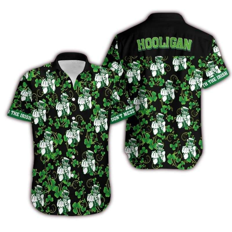 Irish Pride Happy St. Patrick's Day Shamrock Hooligan Hawaiian Aloha Shirts #DH