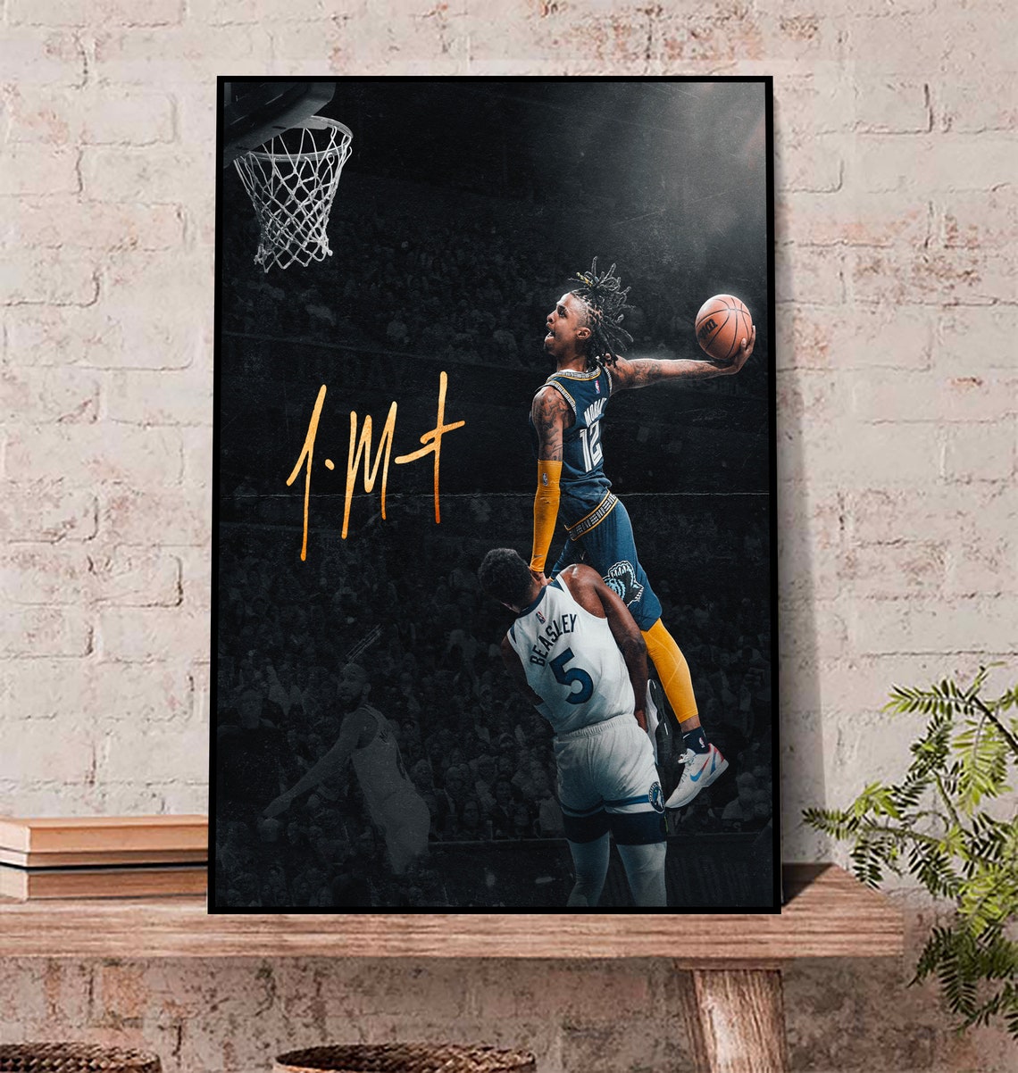 Ja Morant Dunk 2022 Poster, Ja Morant Dunk Poster Memphis Grizzlies Basketball Hand Poster Fan 
