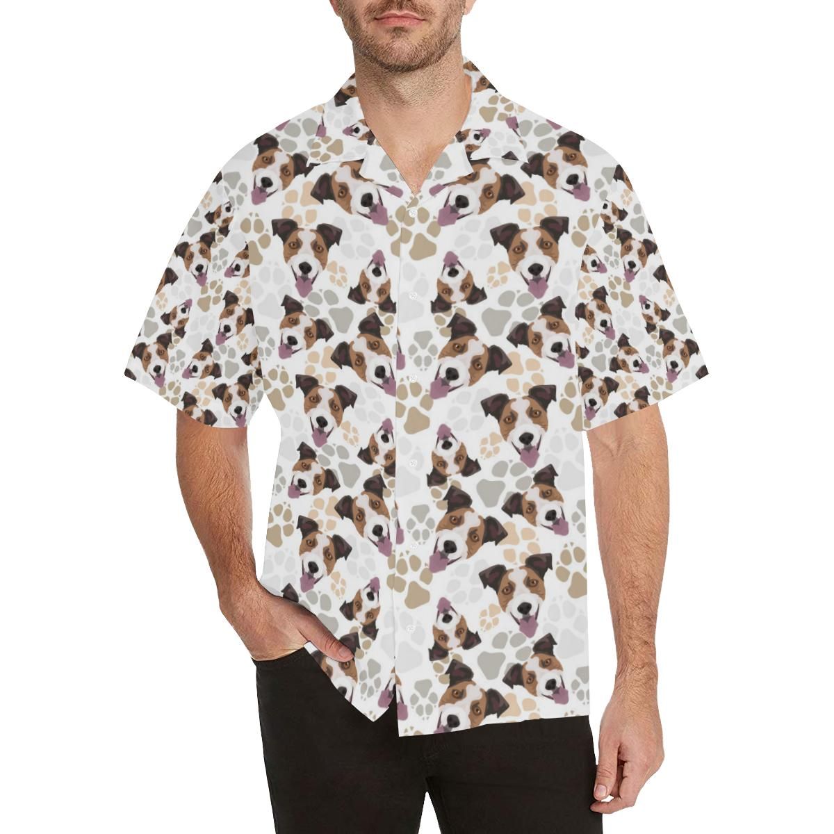 Jack Russel Pattern Print Design 05 Men’s All Over Print Hawaiian Shirt (model T58)