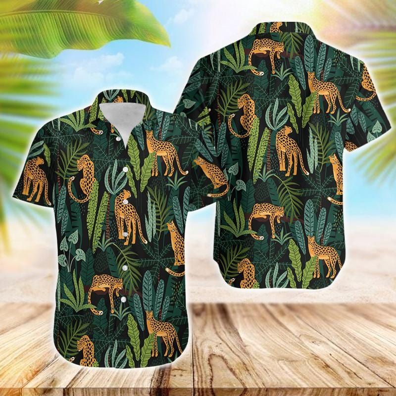 Jaguar Tropical Jungle Hawaiian Aloha Shirts #DH