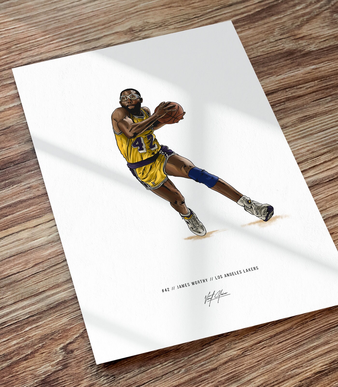 James Worthy Los Angeles Lakers Basketball Art Drawing Print Poster, James Worthy Poster, Gift for Los Angeles Lakers Fans-1