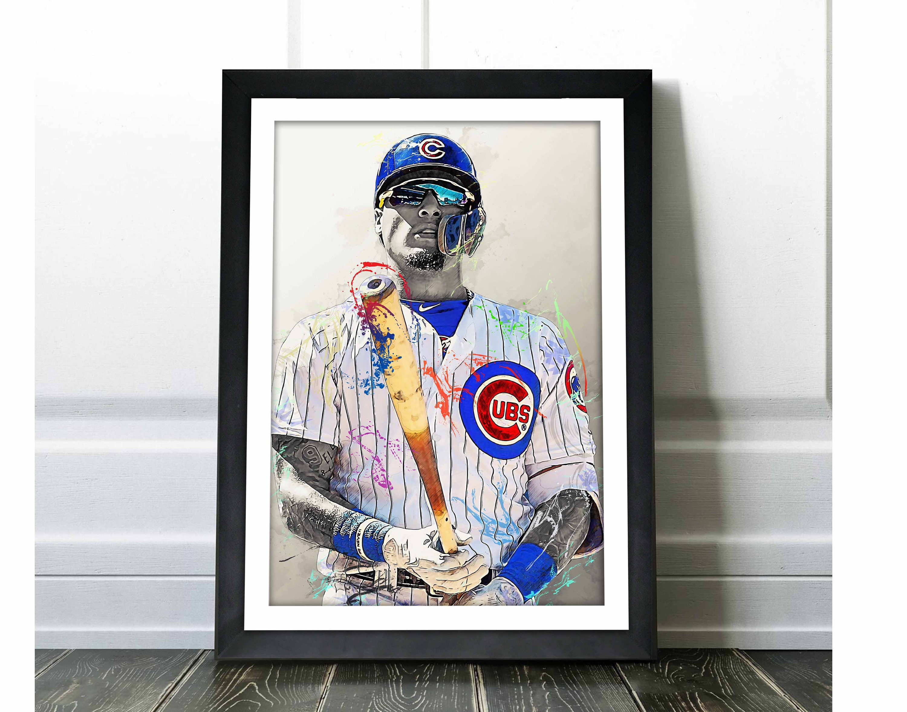Javier Baez Poster - Chicago Cubs - Canvas Print, Wall Art, Sports Art Print, Baseball Poster, Kids Decor, Man Cave, Gift, Modern