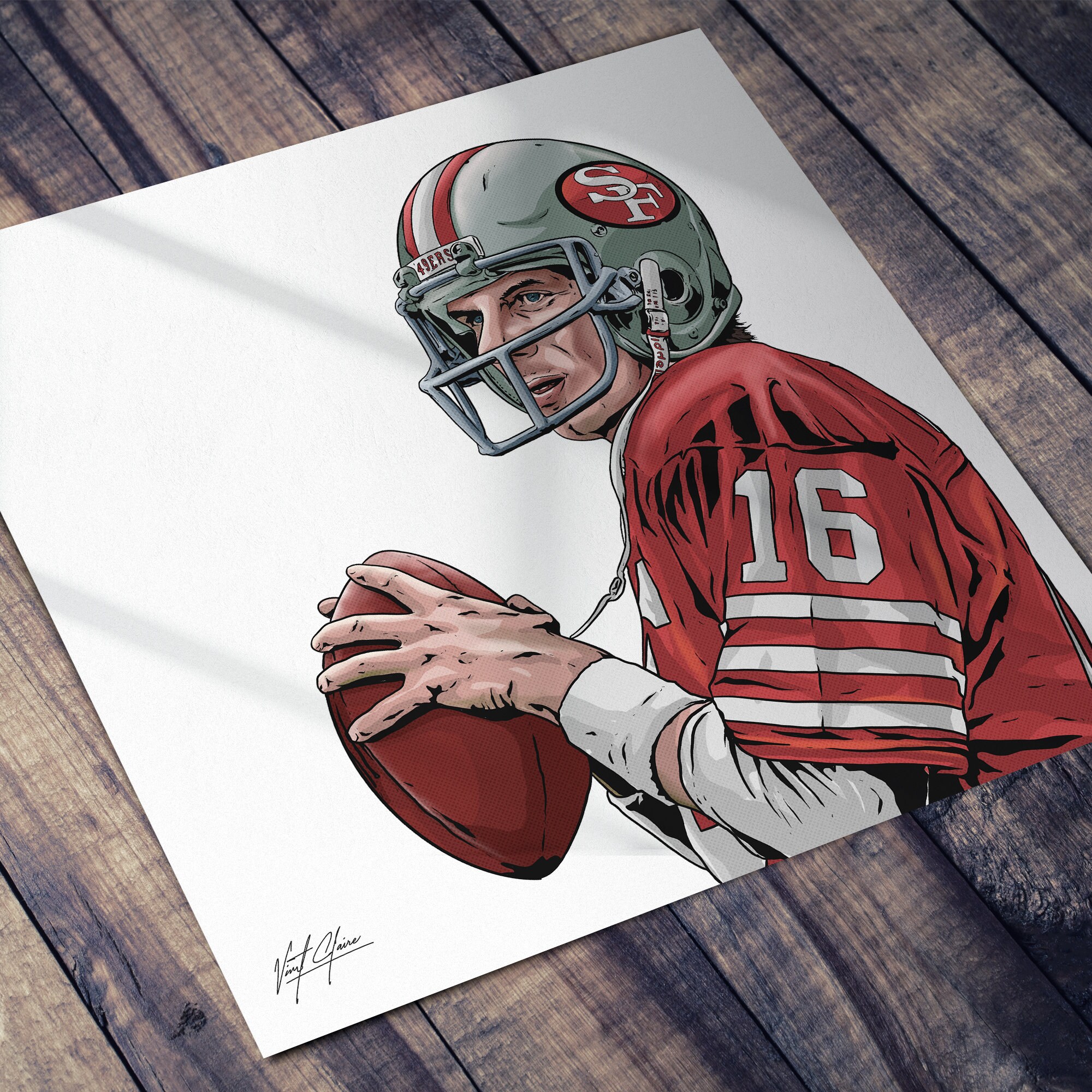 Joe Montana San Francisco 49ers Football Portrait Drawing Art Poster Print, Joe Montana Poster, Gift for Joe Montana 49ers Fans-1