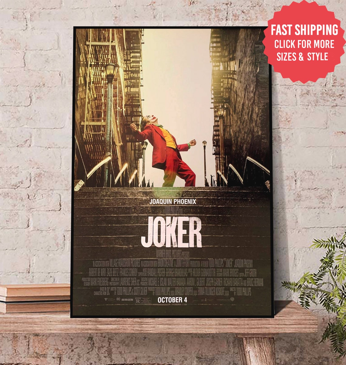 Joker 2019 steps Canvas Poster, Joker Movie Poster Gift For Fan Poster with  inches