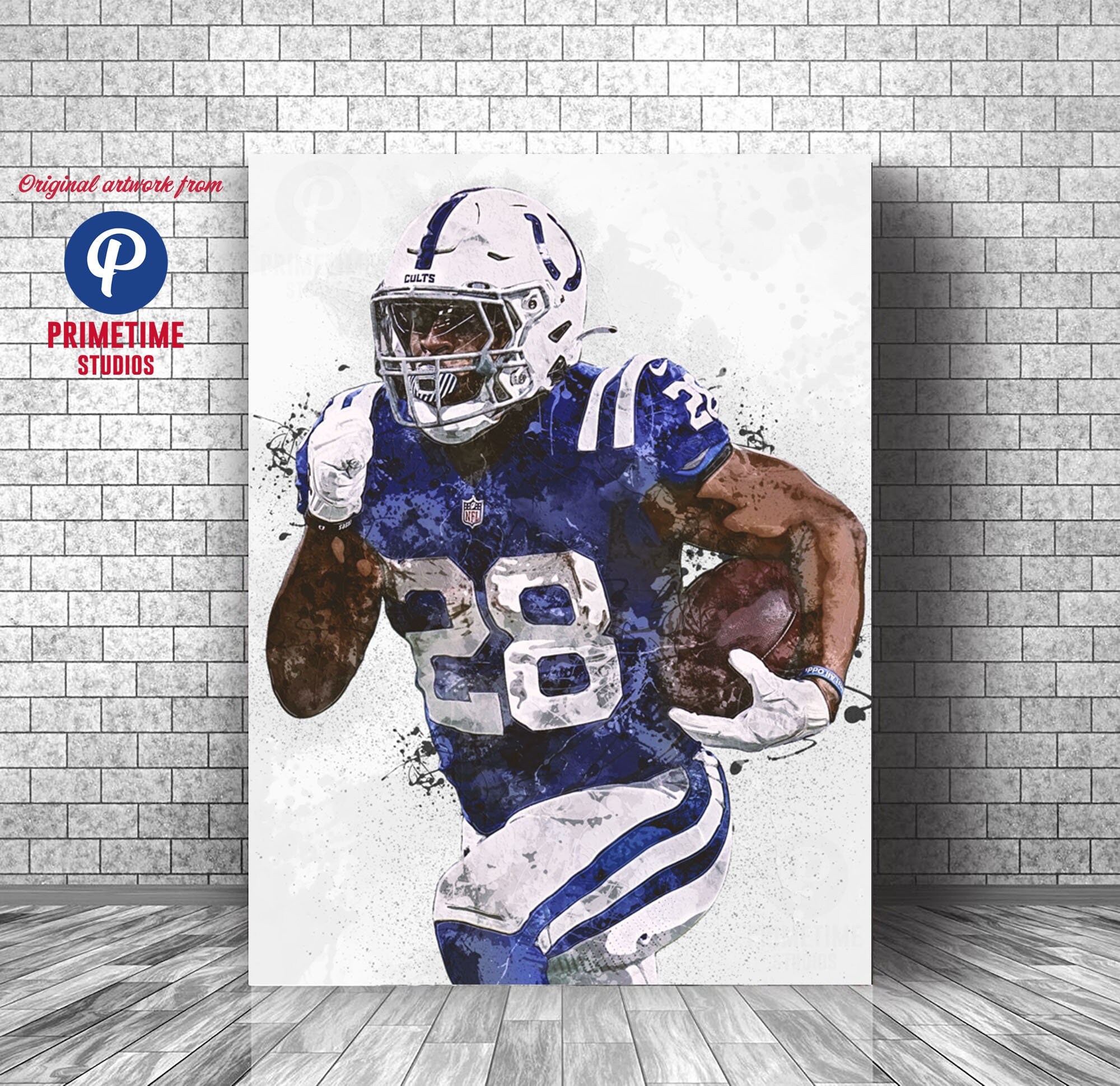 Jonathan Taylor Poster, Indianapolis Colts Canvas, Premium Wall Art, Print Decor, Great Gift For Him, Man Cave or Game Room