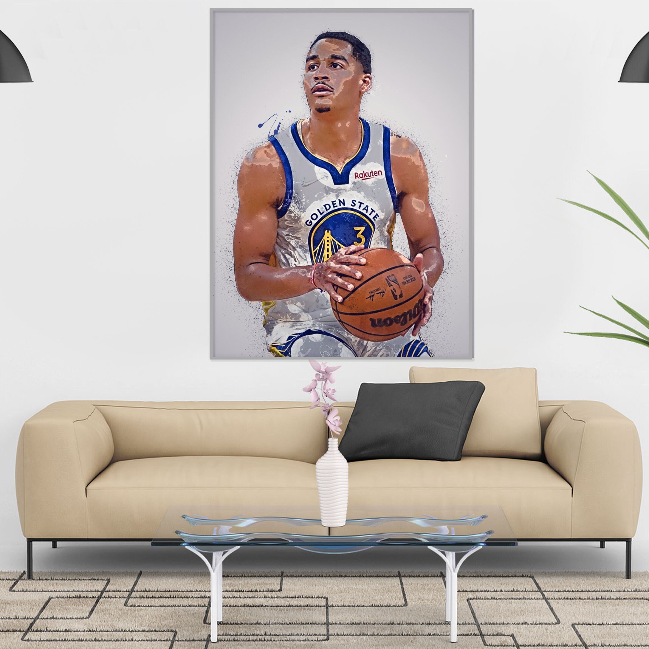 Jordan Poole canvas, poster, Golden State Warriors painting, Wall Art Decor for Gym, home living, kids gift, Office, man cave, wall decor