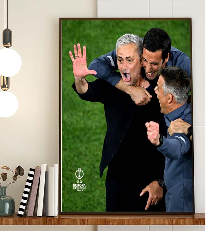 José Mourinho AS Roma The First Coach win UEFA Europa Conference League Champions Art Decor Poster Canvas