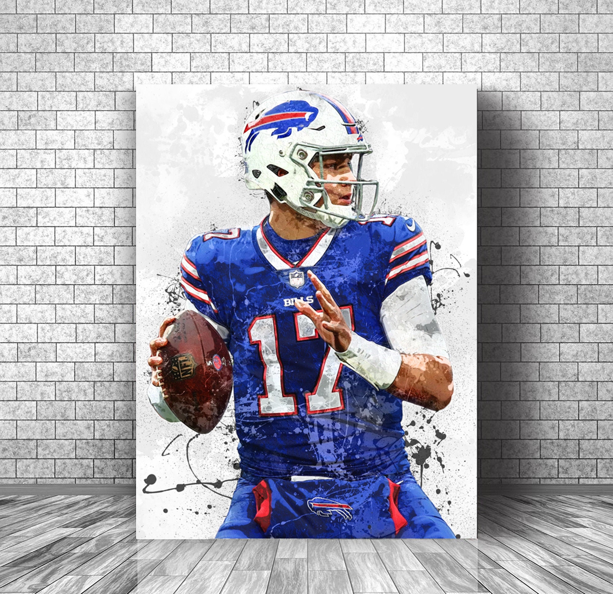 Josh Allen Canvas  Buffalo Bills  Poster   Premium Wall Art  Art Print Decor, Great for Him or Her, Man Cave or Game Room