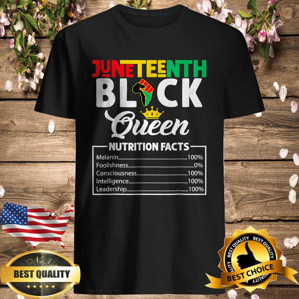 Juneteenth Afro Black Queen Nutrition Facts Shirt