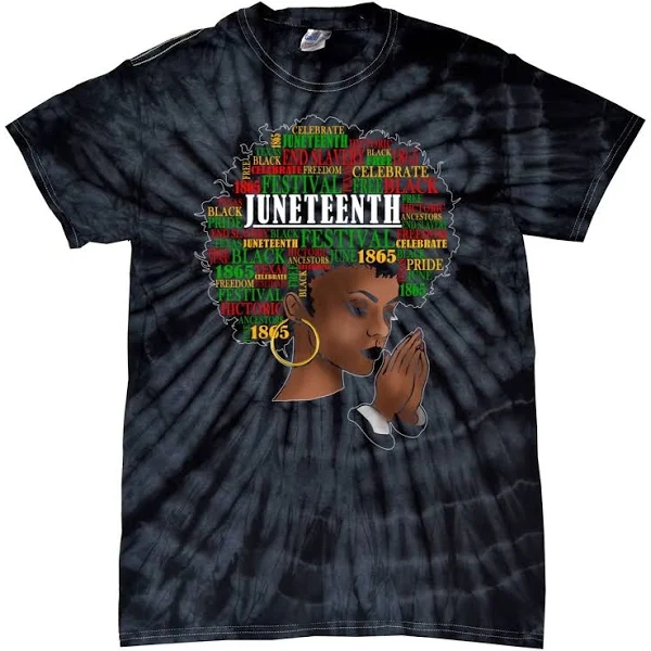 Juneteenth Melanin Black Women Natural Hair Afro Tie Dye T Shirt