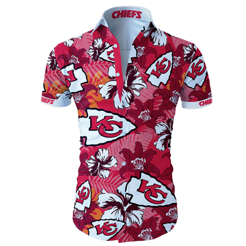 Kansas City Chiefs Hawaiian Shirt Tropical Flower Short Sleeve Slim Fit Body