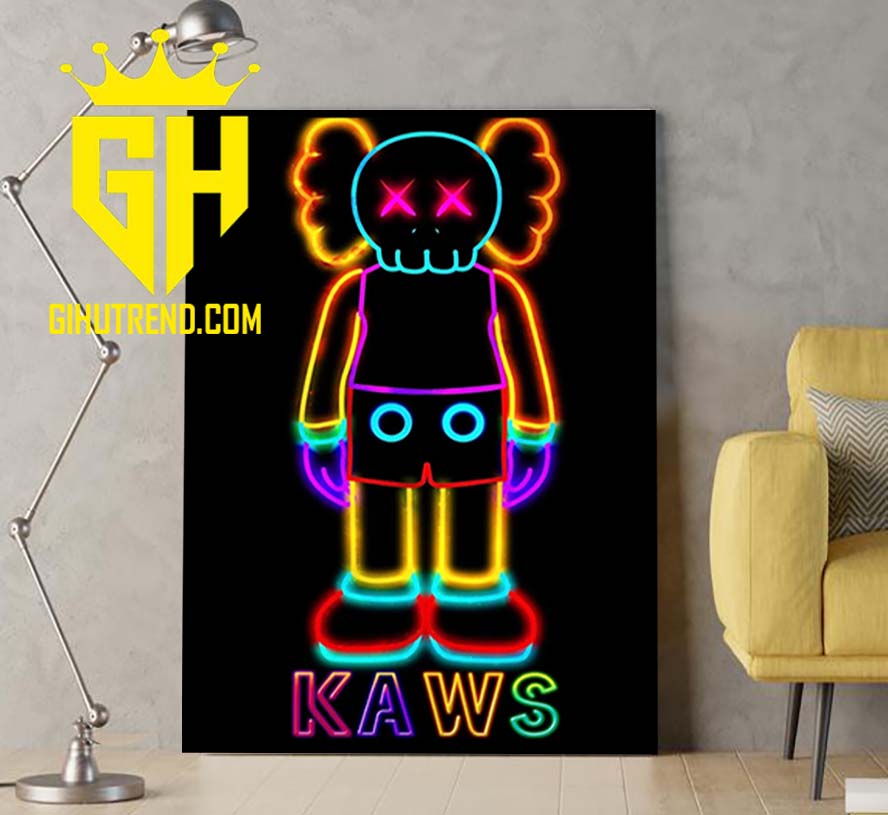 Kaws Neon Light Style Poster Canvas