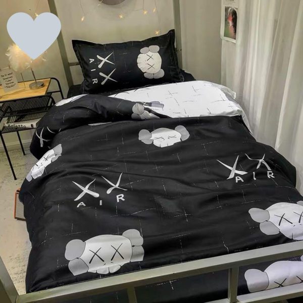 Kaws XX Air Logo In Black Background Bedding Set