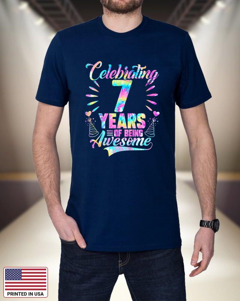 Kids Celebrating 7 Year Of Being Awesome With Tie-dye Graphic 6zWL0