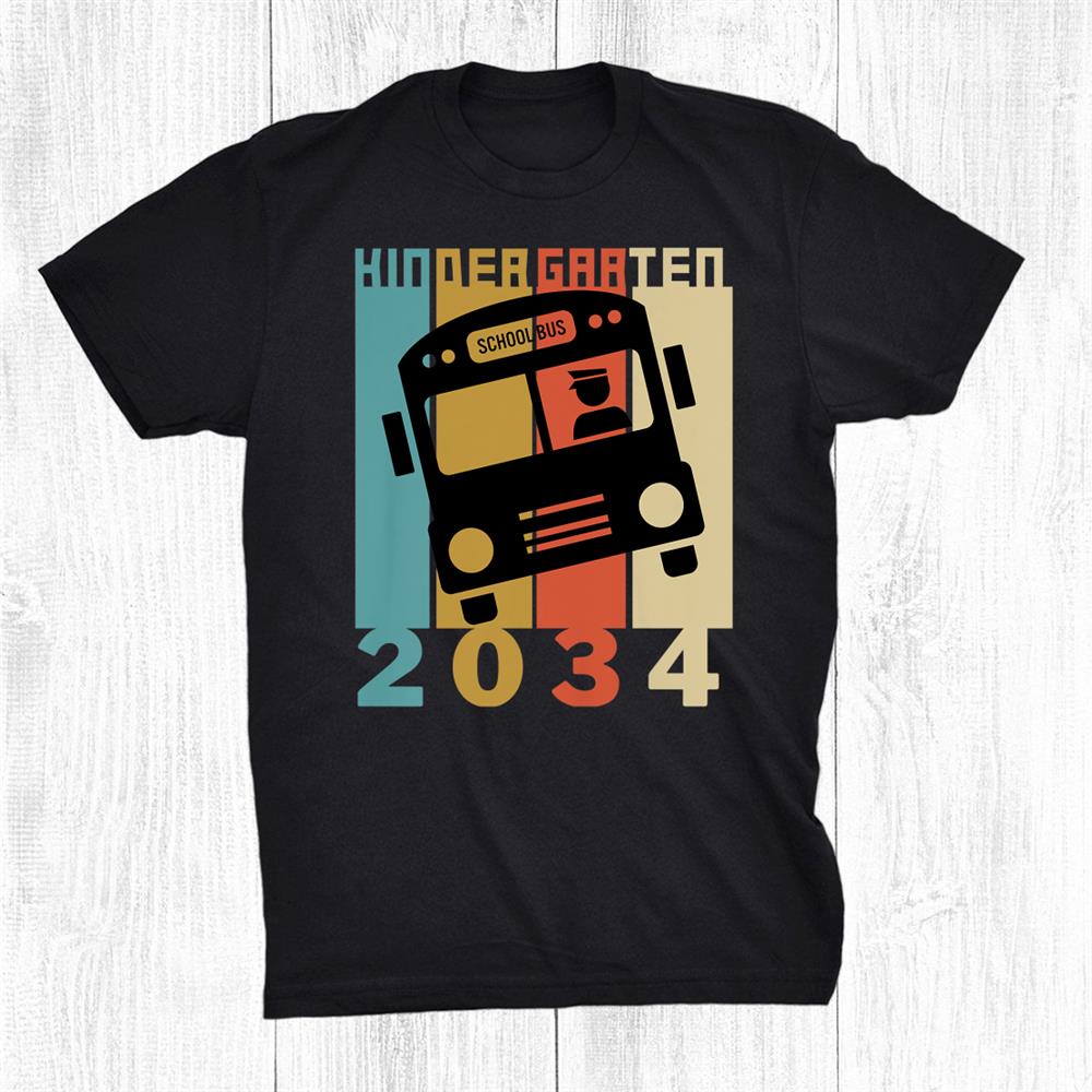 Kids Funny School Bus Retro Vintage Kindergarten Class Of 2034 Shirt
