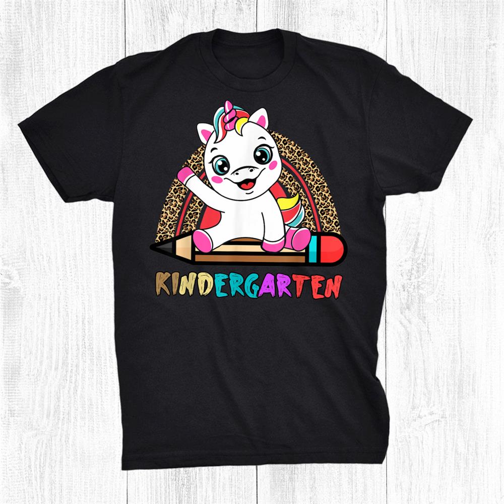 Kindergarten Leopard Rainbow Girls Boys Unicorn Kindergarten Shirt