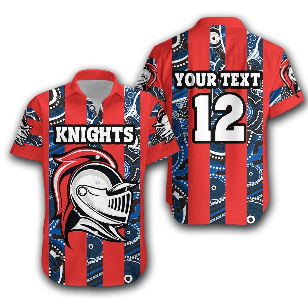 Knights Hawaiian Shirt Newcastle Aboriginal Vertical Style Th12