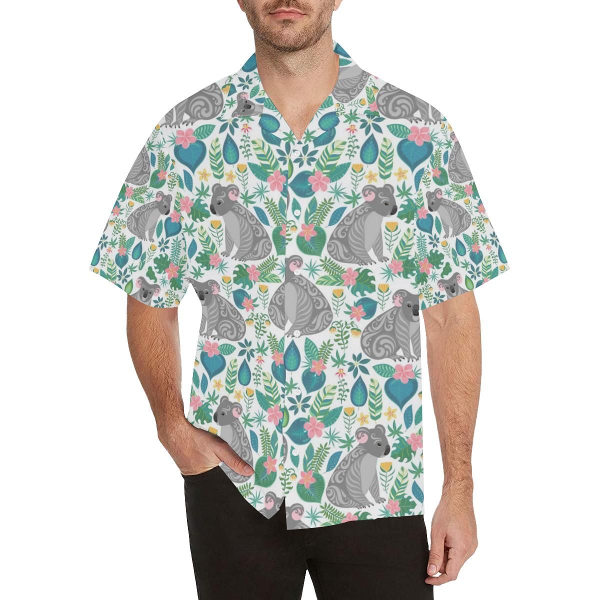 Koala Leaves Pattern Men’s All Over Print Hawaiian Shirt