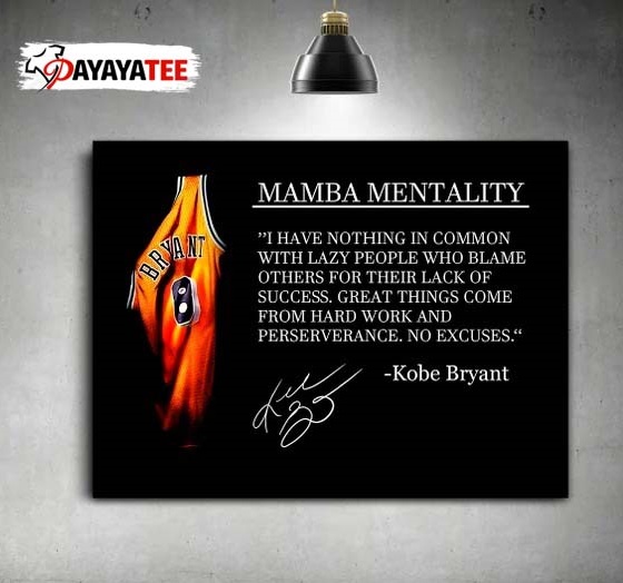 Kobe Bryant Mamba Mentality Poster Motivational Wall Decor