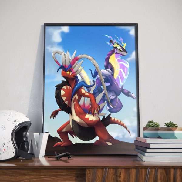 Koraidon and Miraidon Mascot Legendary Pokemon Scarlet Violet Poster Canvas