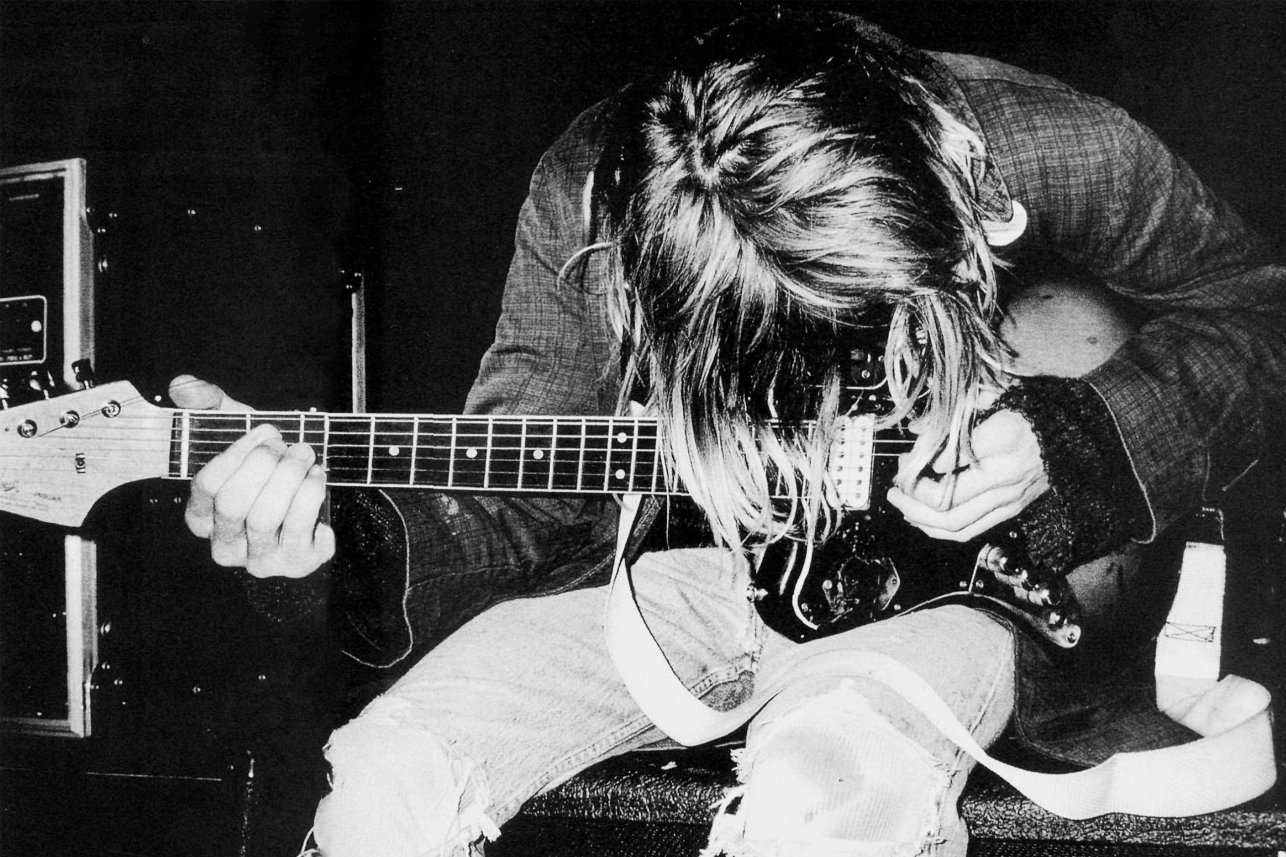 Kurt Cobain Playing Guitar Nirvana Poster 