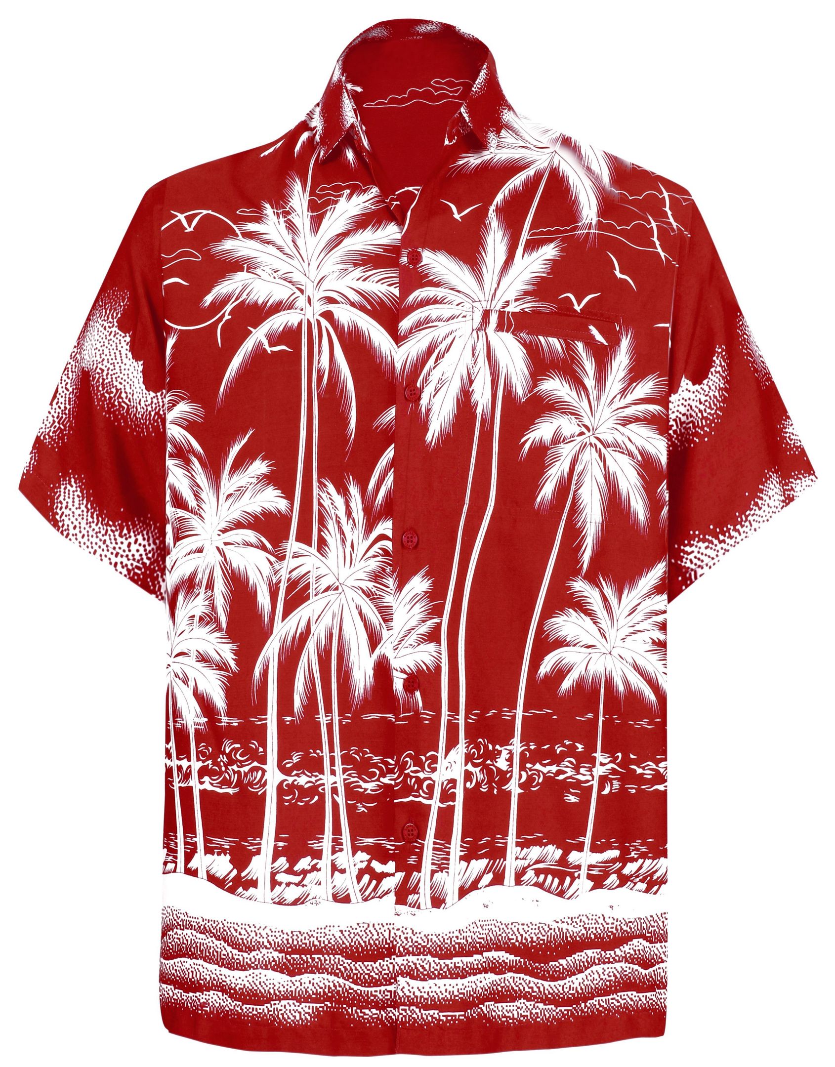 La Leela Men Casual Friday Beach Hawaiian Shirt For Aloha Tropical Beach Front Short Sleeve Red