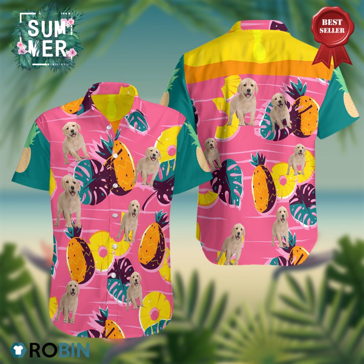 Labrodor Summer Hawaiian Pattern Shirt, Button-up T-shirt Hawaii Shirt