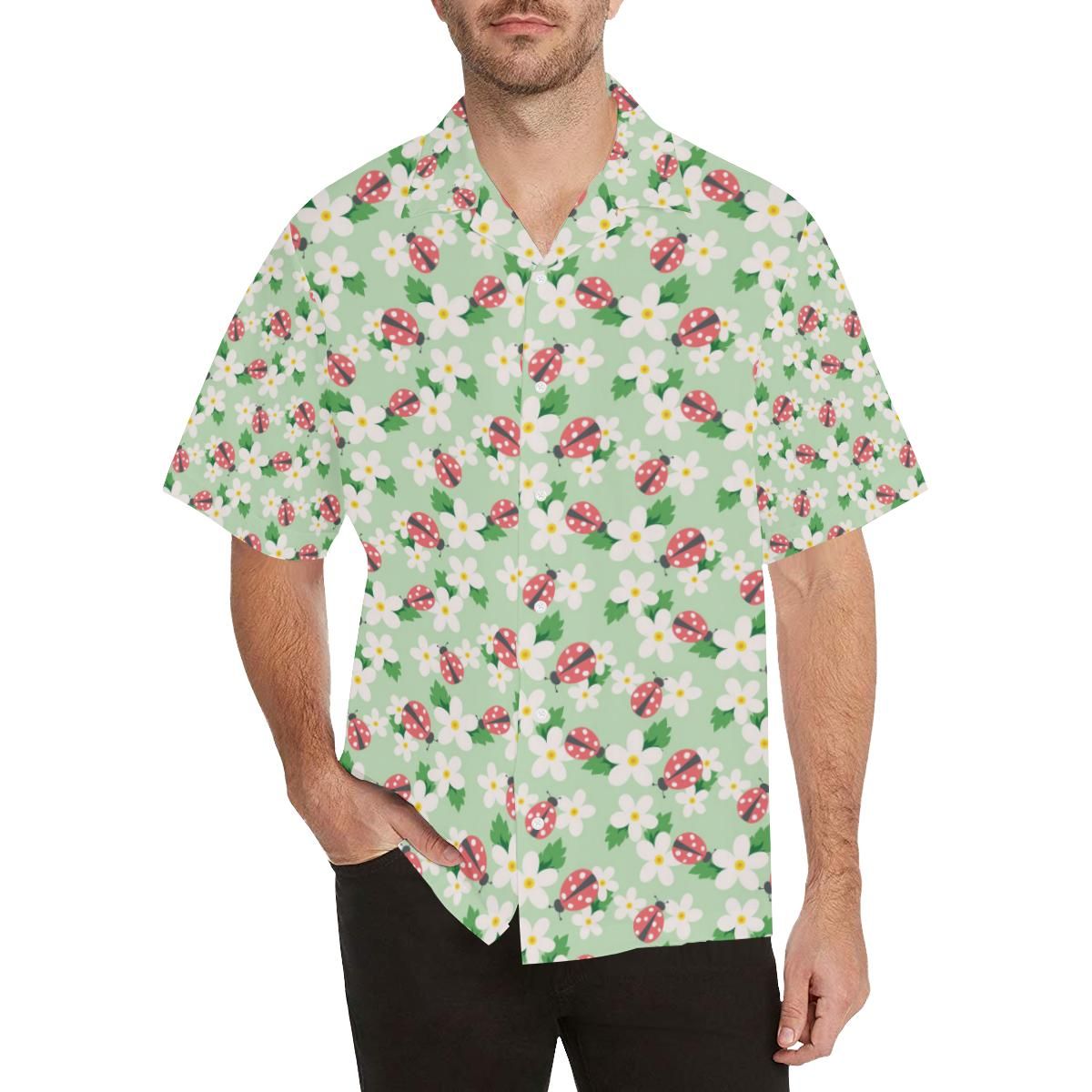 Ladybug Pattern Print Design 05 Men’s All Over Print Hawaiian Shirt (model T58)