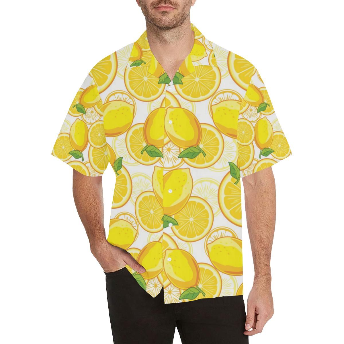 Lemon Pattern Background Men’s All Over Print Hawaiian Shirt