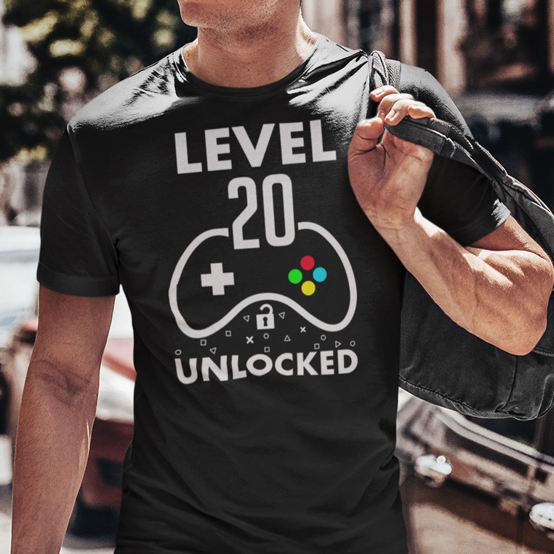 Level 20 Unlocked 20th Birthday Gaming Shirt